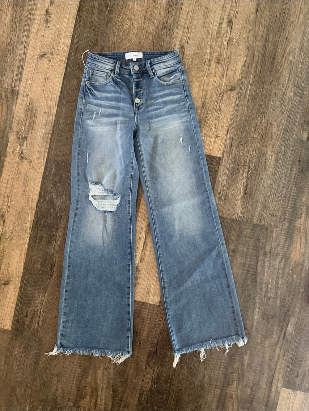 Risen High-Rise Distressed Wide-Leg Jeans 1/25 NWT